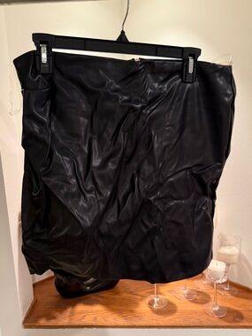Nookie Black Faux Leather Mini Skirt with Zip Detail
